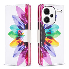 Custodia Portafoglio In Pelle Fantasia Modello Cover con Supporto B01F per Xiaomi Redmi Note 13 Pro+ Plus 5G Multicolore