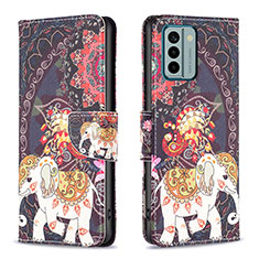 Custodia Portafoglio In Pelle Fantasia Modello Cover con Supporto B03F per Nokia G22 Marrone