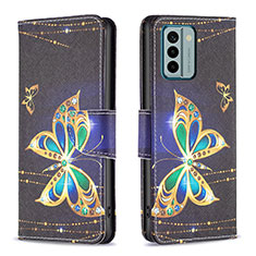 Custodia Portafoglio In Pelle Fantasia Modello Cover con Supporto B03F per Nokia G22 Nero