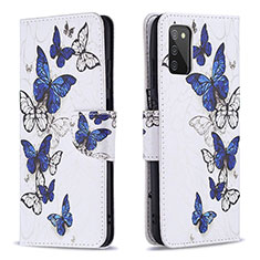 Custodia Portafoglio In Pelle Fantasia Modello Cover con Supporto B03F per Samsung Galaxy A03s Blu