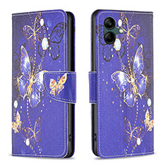 Custodia Portafoglio In Pelle Fantasia Modello Cover con Supporto B03F per Samsung Galaxy A04 4G Blu Notte