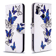 Custodia Portafoglio In Pelle Fantasia Modello Cover con Supporto B03F per Samsung Galaxy A11 Blu