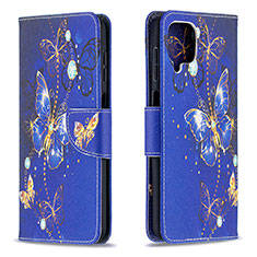 Custodia Portafoglio In Pelle Fantasia Modello Cover con Supporto B03F per Samsung Galaxy A12 5G Blu Notte