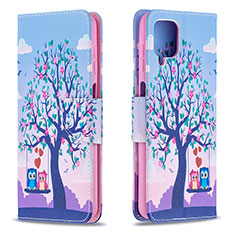 Custodia Portafoglio In Pelle Fantasia Modello Cover con Supporto B03F per Samsung Galaxy A12 5G Lavanda