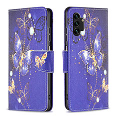 Custodia Portafoglio In Pelle Fantasia Modello Cover con Supporto B03F per Samsung Galaxy A13 4G Blu Notte