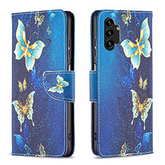 Custodia Portafoglio In Pelle Fantasia Modello Cover con Supporto B03F per Samsung Galaxy A13 4G Cielo Blu