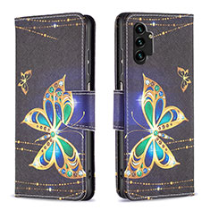 Custodia Portafoglio In Pelle Fantasia Modello Cover con Supporto B03F per Samsung Galaxy A13 4G Nero