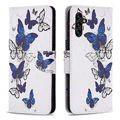 Custodia Portafoglio In Pelle Fantasia Modello Cover con Supporto B03F per Samsung Galaxy A13 5G Blu