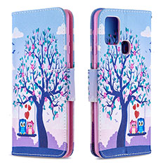 Custodia Portafoglio In Pelle Fantasia Modello Cover con Supporto B03F per Samsung Galaxy A21s Lavanda