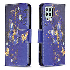 Custodia Portafoglio In Pelle Fantasia Modello Cover con Supporto B03F per Samsung Galaxy A22 4G Blu Notte