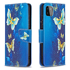 Custodia Portafoglio In Pelle Fantasia Modello Cover con Supporto B03F per Samsung Galaxy A22s 5G Cielo Blu