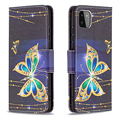 Custodia Portafoglio In Pelle Fantasia Modello Cover con Supporto B03F per Samsung Galaxy A22s 5G Nero