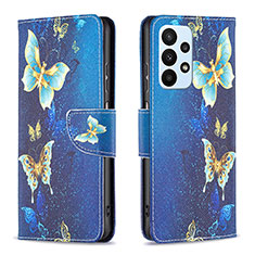 Custodia Portafoglio In Pelle Fantasia Modello Cover con Supporto B03F per Samsung Galaxy A23 5G Cielo Blu