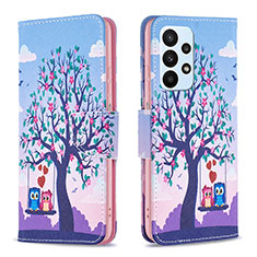 Custodia Portafoglio In Pelle Fantasia Modello Cover con Supporto B03F per Samsung Galaxy A23 5G Lavanda