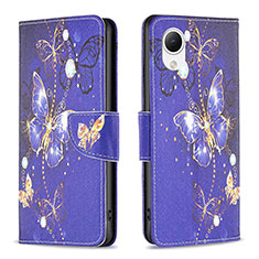 Custodia Portafoglio In Pelle Fantasia Modello Cover con Supporto B03F per Samsung Galaxy A23 5G SC-56C Blu Notte