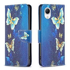 Custodia Portafoglio In Pelle Fantasia Modello Cover con Supporto B03F per Samsung Galaxy A23s Cielo Blu