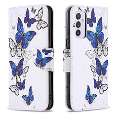 Custodia Portafoglio In Pelle Fantasia Modello Cover con Supporto B03F per Samsung Galaxy A24 4G Blu