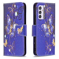 Custodia Portafoglio In Pelle Fantasia Modello Cover con Supporto B03F per Samsung Galaxy A24 4G Blu Notte