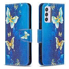 Custodia Portafoglio In Pelle Fantasia Modello Cover con Supporto B03F per Samsung Galaxy A24 4G Cielo Blu