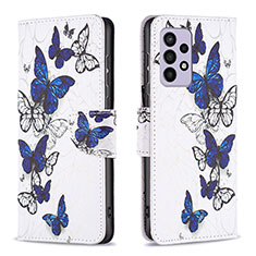 Custodia Portafoglio In Pelle Fantasia Modello Cover con Supporto B03F per Samsung Galaxy A33 5G Blu