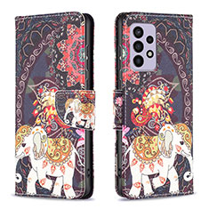 Custodia Portafoglio In Pelle Fantasia Modello Cover con Supporto B03F per Samsung Galaxy A33 5G Marrone