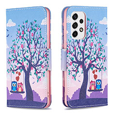 Custodia Portafoglio In Pelle Fantasia Modello Cover con Supporto B03F per Samsung Galaxy A53 5G Lavanda