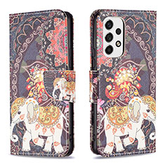 Custodia Portafoglio In Pelle Fantasia Modello Cover con Supporto B03F per Samsung Galaxy A53 5G Marrone