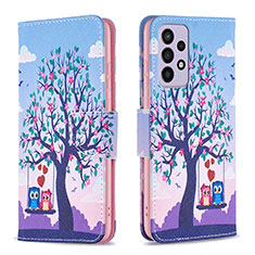 Custodia Portafoglio In Pelle Fantasia Modello Cover con Supporto B03F per Samsung Galaxy A73 5G Lavanda