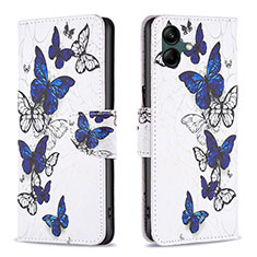 Custodia Portafoglio In Pelle Fantasia Modello Cover con Supporto B03F per Samsung Galaxy F14 5G Blu