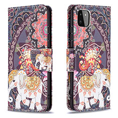 Custodia Portafoglio In Pelle Fantasia Modello Cover con Supporto B03F per Samsung Galaxy F42 5G Marrone