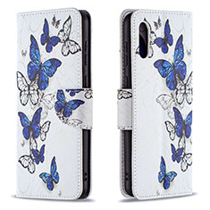 Custodia Portafoglio In Pelle Fantasia Modello Cover con Supporto B03F per Samsung Galaxy M02 Blu