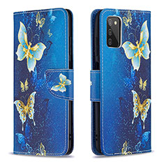 Custodia Portafoglio In Pelle Fantasia Modello Cover con Supporto B03F per Samsung Galaxy M02s Cielo Blu