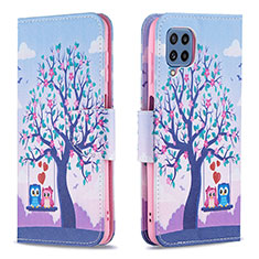 Custodia Portafoglio In Pelle Fantasia Modello Cover con Supporto B03F per Samsung Galaxy M32 4G Lavanda