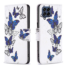 Custodia Portafoglio In Pelle Fantasia Modello Cover con Supporto B03F per Samsung Galaxy M53 5G Blu