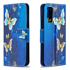 Custodia Portafoglio In Pelle Fantasia Modello Cover con Supporto B03F per Samsung Galaxy S20 FE (2022) 5G Cielo Blu