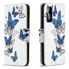 Custodia Portafoglio In Pelle Fantasia Modello Cover con Supporto B03F per Samsung Galaxy S20 FE 4G Blu