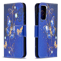 Custodia Portafoglio In Pelle Fantasia Modello Cover con Supporto B03F per Samsung Galaxy S20 FE 4G Blu Notte