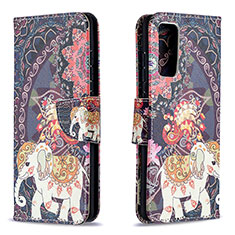 Custodia Portafoglio In Pelle Fantasia Modello Cover con Supporto B03F per Samsung Galaxy S20 FE 4G Marrone