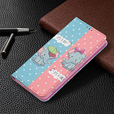 Custodia Portafoglio In Pelle Fantasia Modello Cover con Supporto B03F per Samsung Galaxy S23 5G Rosa