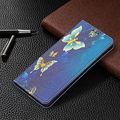 Custodia Portafoglio In Pelle Fantasia Modello Cover con Supporto B03F per Samsung Galaxy S25 Ultra 5G Blu Notte