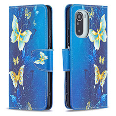 Custodia Portafoglio In Pelle Fantasia Modello Cover con Supporto B03F per Xiaomi Mi 11i 5G Cielo Blu