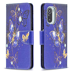 Custodia Portafoglio In Pelle Fantasia Modello Cover con Supporto B03F per Xiaomi Mi 11X 5G Blu Notte