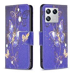 Custodia Portafoglio In Pelle Fantasia Modello Cover con Supporto B03F per Xiaomi Mi 13 Pro 5G Blu Notte