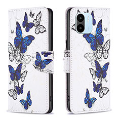 Custodia Portafoglio In Pelle Fantasia Modello Cover con Supporto B03F per Xiaomi Poco C50 Blu