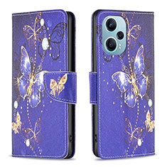 Custodia Portafoglio In Pelle Fantasia Modello Cover con Supporto B03F per Xiaomi Poco F5 5G Blu