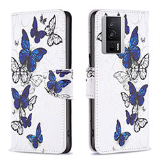 Custodia Portafoglio In Pelle Fantasia Modello Cover con Supporto B03F per Xiaomi Poco F5 Pro 5G Blu