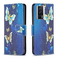 Custodia Portafoglio In Pelle Fantasia Modello Cover con Supporto B03F per Xiaomi Poco F5 Pro 5G Cielo Blu