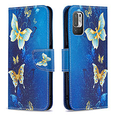 Custodia Portafoglio In Pelle Fantasia Modello Cover con Supporto B03F per Xiaomi POCO M3 Pro 5G Cielo Blu