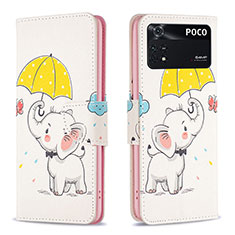 Custodia Portafoglio In Pelle Fantasia Modello Cover con Supporto B03F per Xiaomi Poco M4 Pro 4G Giallo