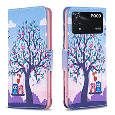 Custodia Portafoglio In Pelle Fantasia Modello Cover con Supporto B03F per Xiaomi Poco M4 Pro 4G Lavanda